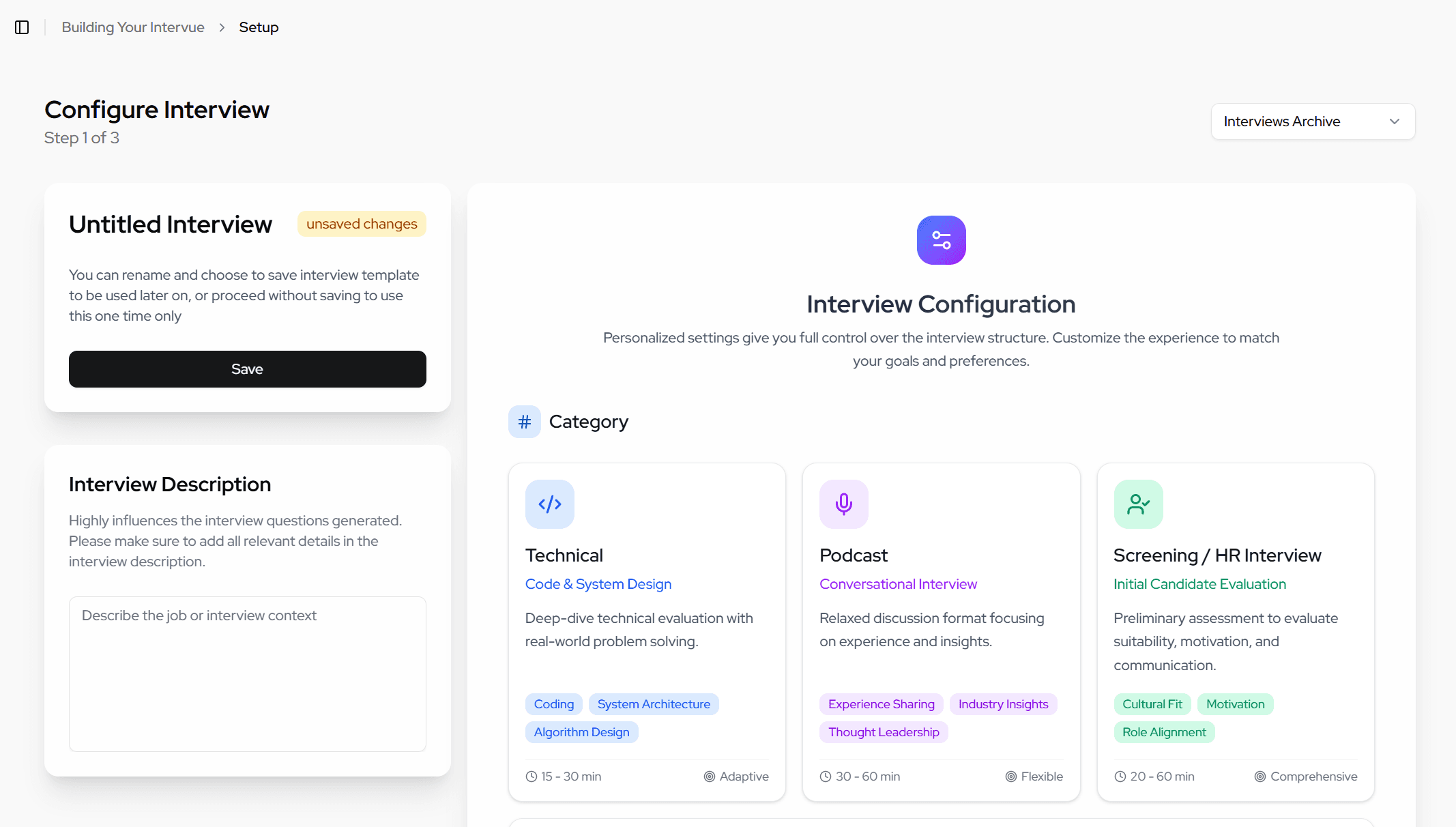 AI interview assistant product screen - 2